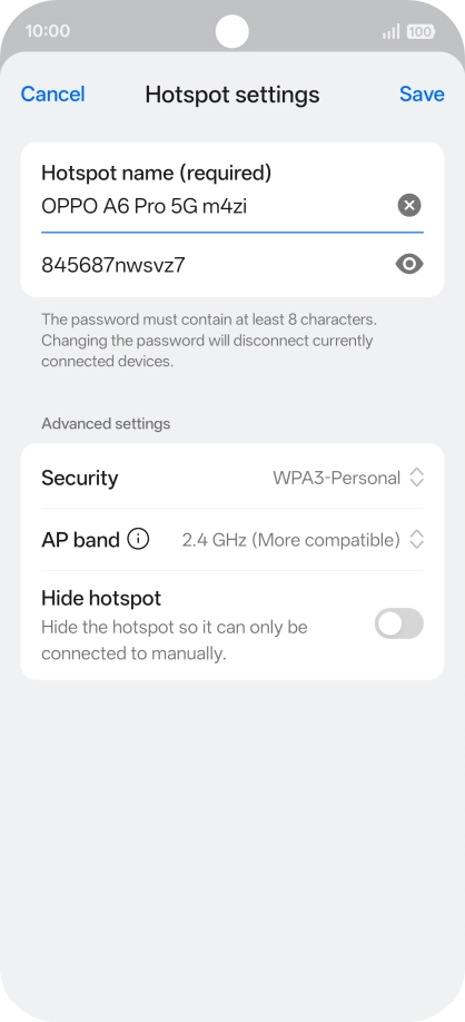 Press the password field and key in the required password. Press the password field and key in the required password.
