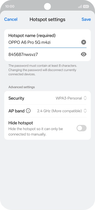 Press the password field and key in the required password. Press the password field and key in the required password.