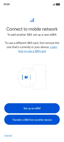 Press Set up an eSIM.
