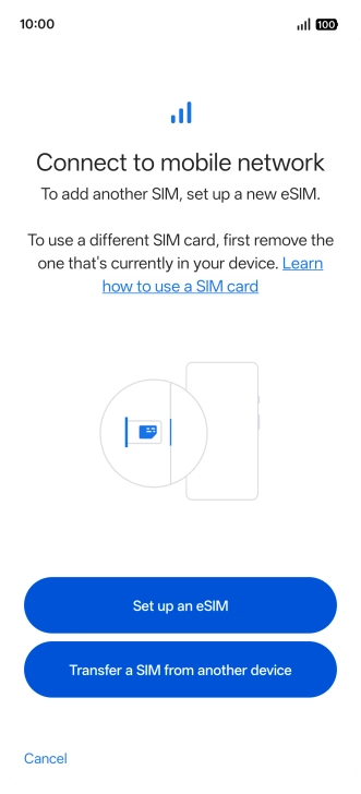 Press Set up an eSIM.