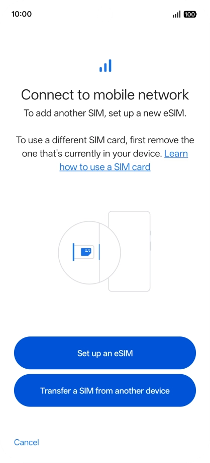 Press Set up an eSIM.