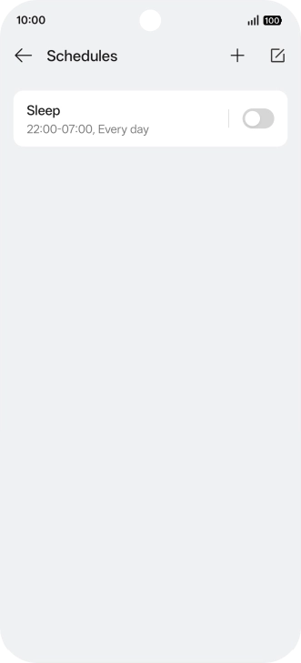 Press the add icon and follow the instructions on the screen to select settings for automatic activation of Do Not Disturb.