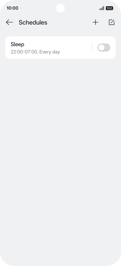 Press the add icon and follow the instructions on the screen to select settings for automatic activation of Do Not Disturb.