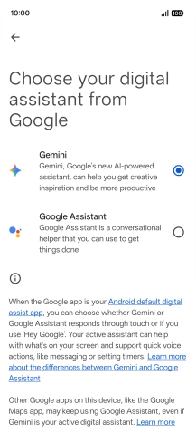 Press the required voice control assistant.