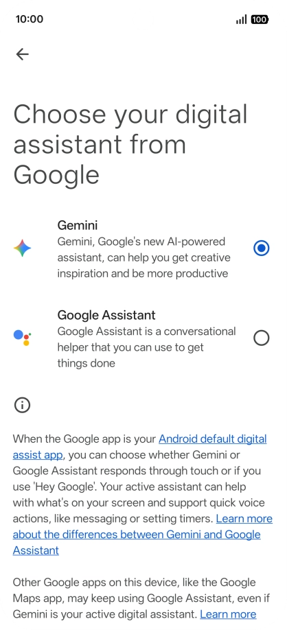 Press the required voice control assistant.