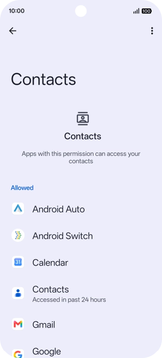 The app activity for the selected app is displayed.