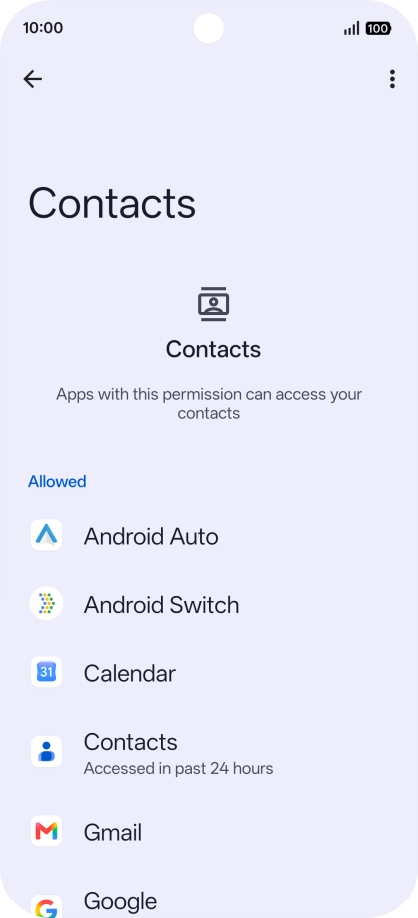 The app activity for the selected app is displayed.