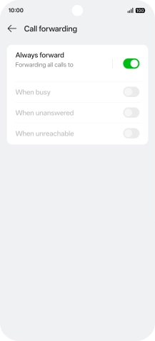 Press the indicator next to the required divert type. Press the indicator next to the required divert type.