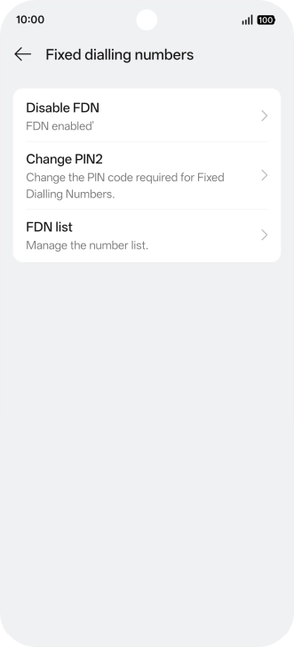 Press Disable FDN. Press Disable FDN.