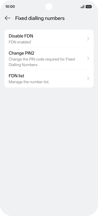 Press Disable FDN. Press Disable FDN.