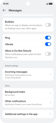 Press Incoming messages.