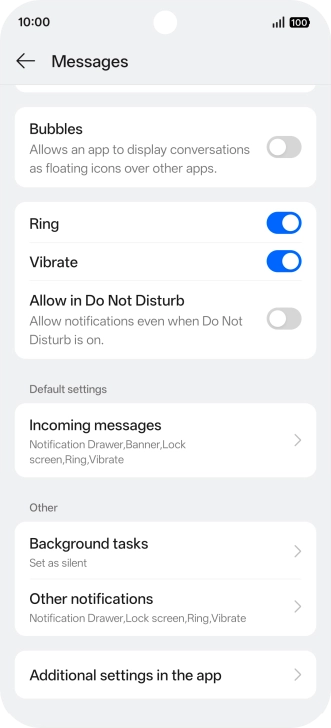 Press Incoming messages.