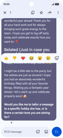 Press and hold the text suggestion from Gemini. Follow the instructions on the screen to use the text suggestion.