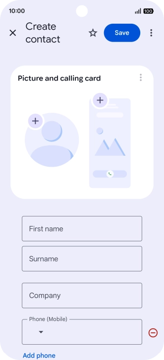 Press First name and key in the required first name. Press First name and key in the required first name.