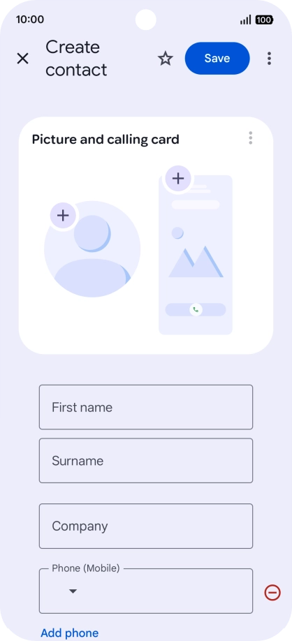 Press First name and key in the required first name. Press First name and key in the required first name.