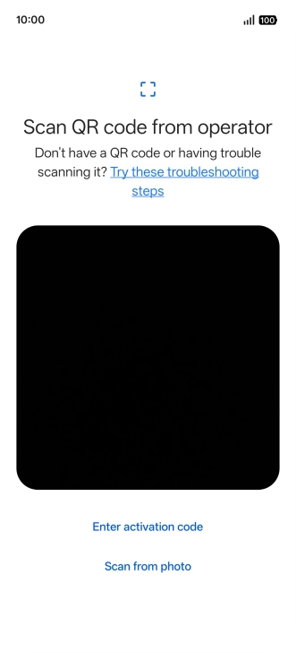 Place the QR code you've received inside the phone camera frame to scan the code. Your eSIM is transferred to your new phone over the internet.
