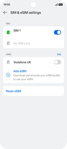 Press the indicator next to your eSIM.