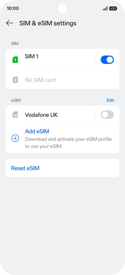 Press the indicator next to your eSIM.