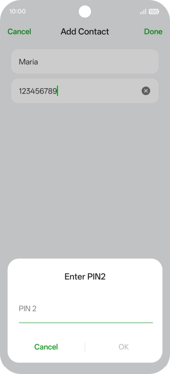 Press PIN2 and key in your PIN2. The default PIN2 is 1111.