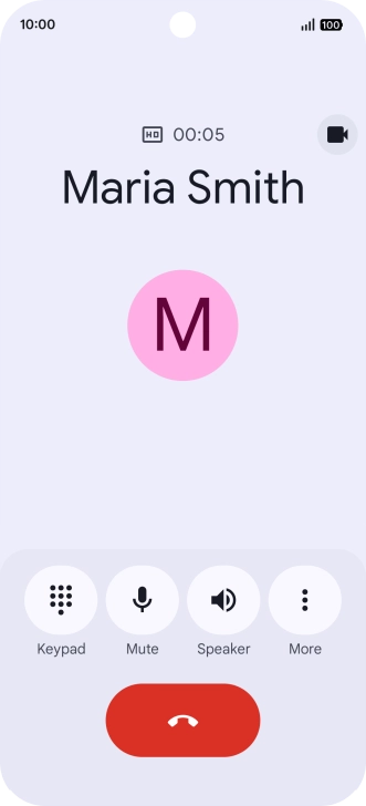 Press the end call icon.