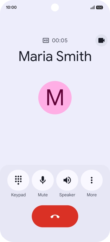 Press the end call icon.