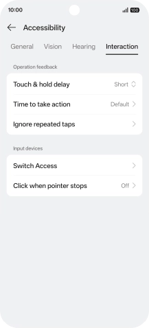 Press Interaction and follow the instructions on the screen to select the required settings.