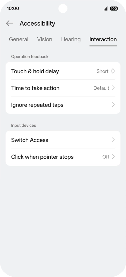 Press Interaction and follow the instructions on the screen to select the required settings.