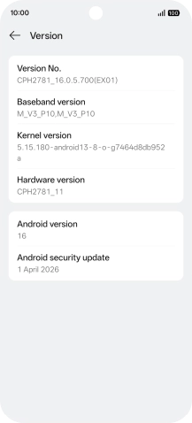 Your phone's software version is displayed next to Android version.