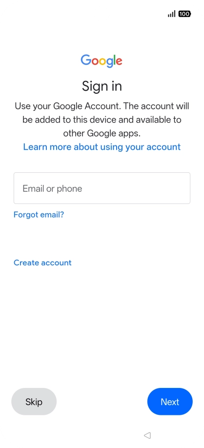 Press Email or phone and key in the username for your Google account.