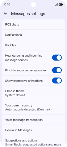 Press Gemini in Messages.