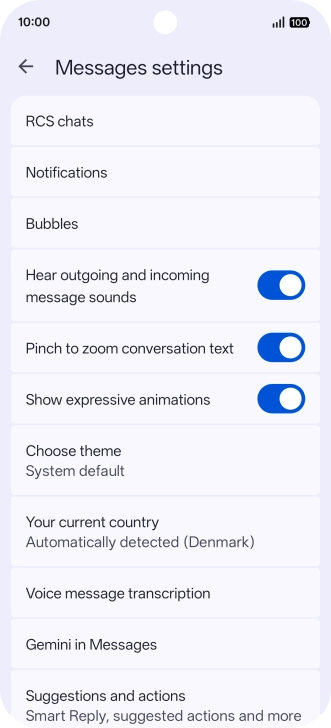 Press Gemini in Messages.