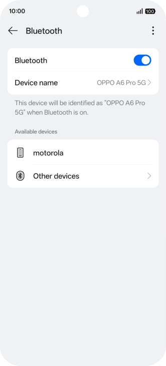 Press the required Bluetooth device and follow the instructions on the screen to pair the device with your phone.
