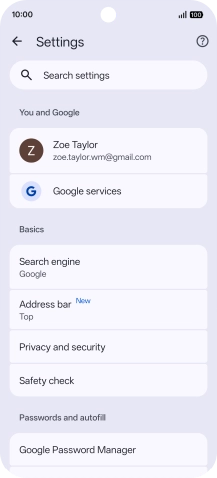 Press Privacy and security.