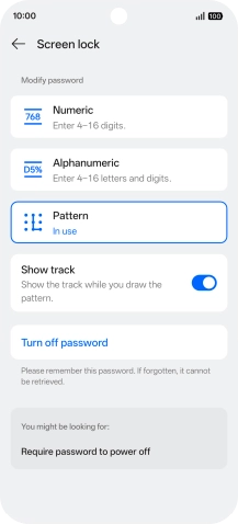 Press Turn off password.