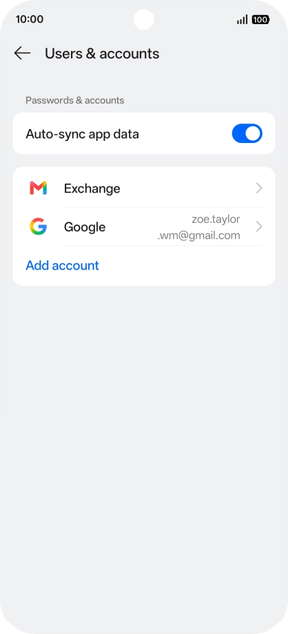 Press the required email account.