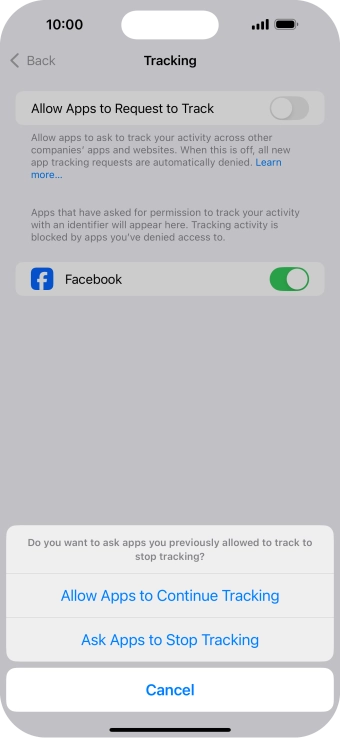 If you turn off the function, press the required setting.