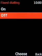 Select On to turn on fixed dialling.