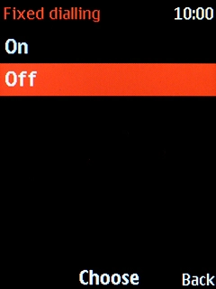 Select On to turn on fixed dialling.
