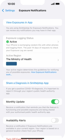 Press Exposure Logging Status.