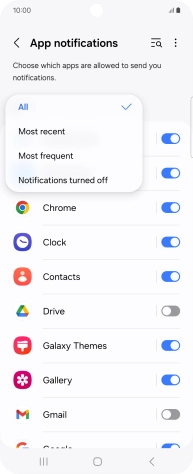 Press the required setting.