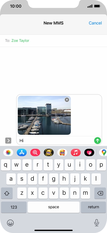 Press the send icon. Press the send icon.