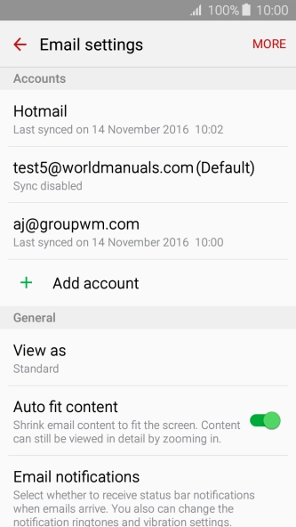 Press the required account.