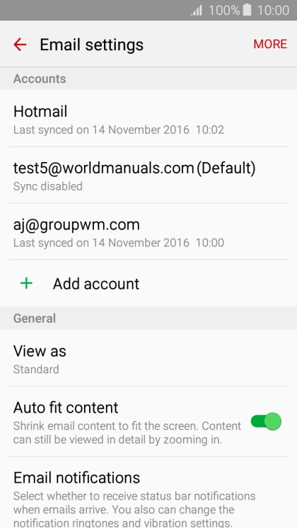 Press the required account.