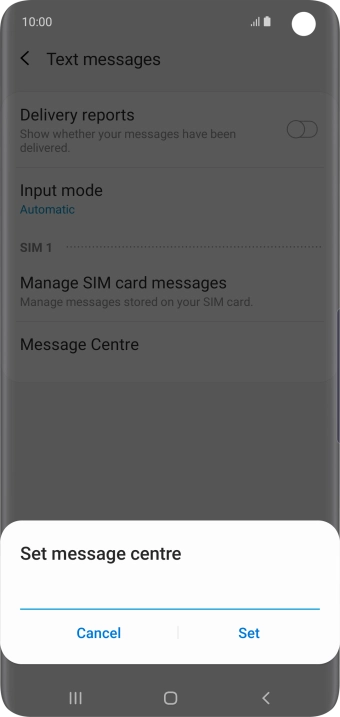 Key in +35387699989 and press Set.