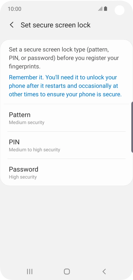 Press the required phone lock code and follow the instructions on the screen to create an additional phone lock code.