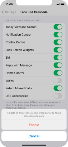 If you turn on the function, press Enable. If you turn on the function, press Enable.