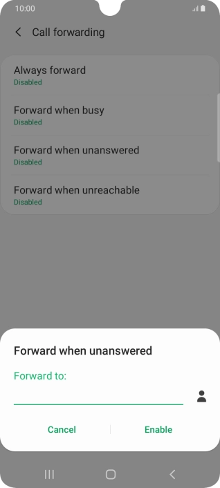 Key in (prefix) 5 (your phone number) and press Enable.