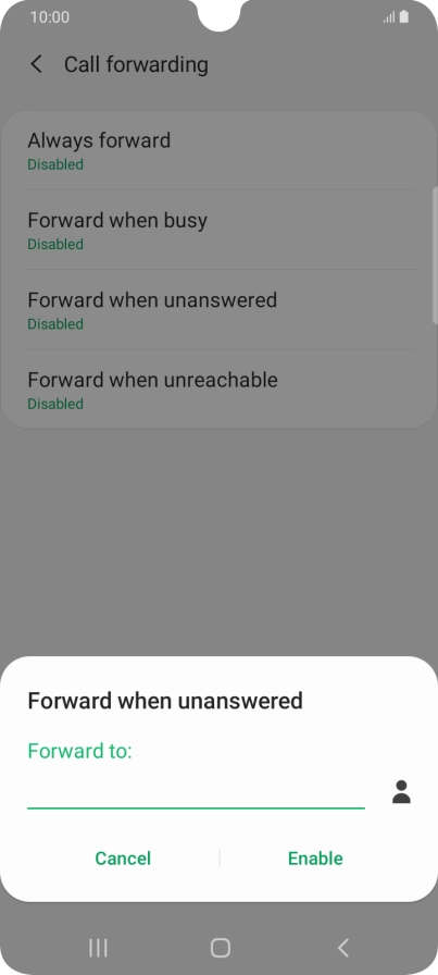 Key in (prefix) 5 (your phone number) and press Enable.