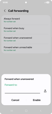 Key in (prefix) 5 (your phone number) and press Enable.