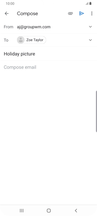 Press the text input field and write the text for your email message.